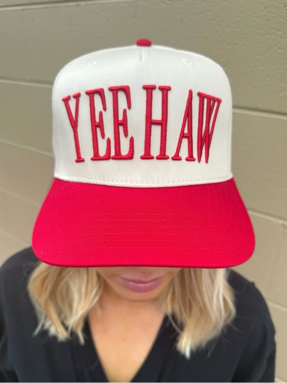 Yee Haw Red and White Trucker Hat